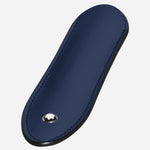 Side view of the Montblanc Meisterstück Ink Blue Leather 1-Pen Sleeve.