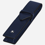 Side view of the Montblanc Meisterstück Ink Blue Leather Envelope 1-Pen Pouch.