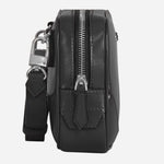 Side view of the Meisterstück Mini Black Leather Cross Body Bag.