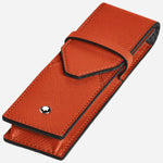 Side View of Tangerine Orange Sartorial Leather Envelope 2-Pen Pouch by Montblanc