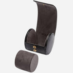 The British Racing Soft Black Leather Single Watch Roll with roll removed.