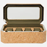 Inside the Cortiça 4 Piece Watch Box in Natural Portuguese Cork.