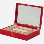 Inside the Palermo Medium Red Leather Jewellery Box.