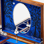 Alternate hand-painted ballet dancer figure from the Swan Lake Ballet Musical Jewellery Box in Blue and Walnut Wood.