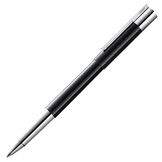 The LAMY black rollerball pen in the Scala collection.