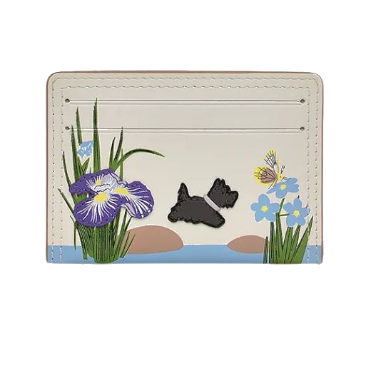 The RHS Small Floral Chalk Leather Cardholder by Radley.