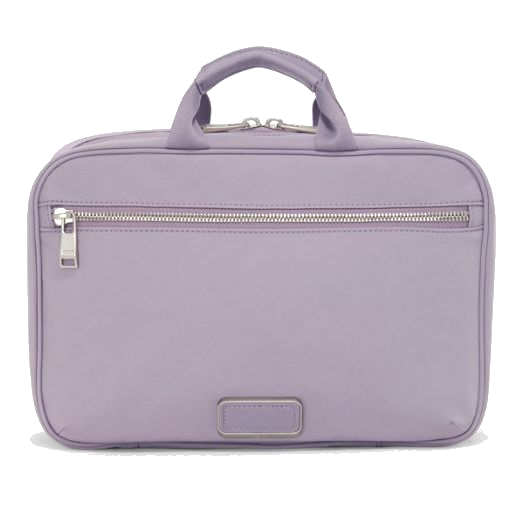 TUMI's Voyageur Lavender Madeline Cosmetic Case has a front zip pocket and then a dual zip into the main compartments.