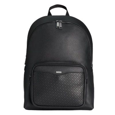 boss zair monogram backpack black