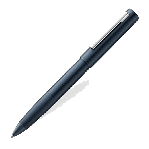 LAMY's Aion Deep Dark Blue Special Edition Rollerball Pen has a subtle metallic blue cap and barrel.