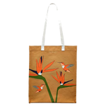 1 radley birds of paradise pecan brown medium open top canvas tote bag 111364