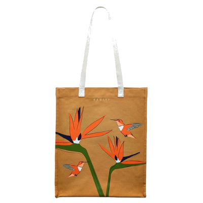 1 radley birds of paradise pecan brown medium open top canvas tote bag 111364