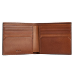 This BOSS Highway 8CC Brown Leather Bifold Wallet has 8 card slots inside the bifold with a banknote compartment and two slip pockets.