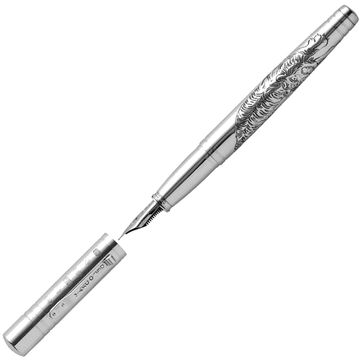This Yard-O-Led Year of the Tiger Grand Sterling Silver Fountain Pen can be engraved on the cap.