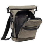 tumi alpha bravo ally roll top brown backpack side