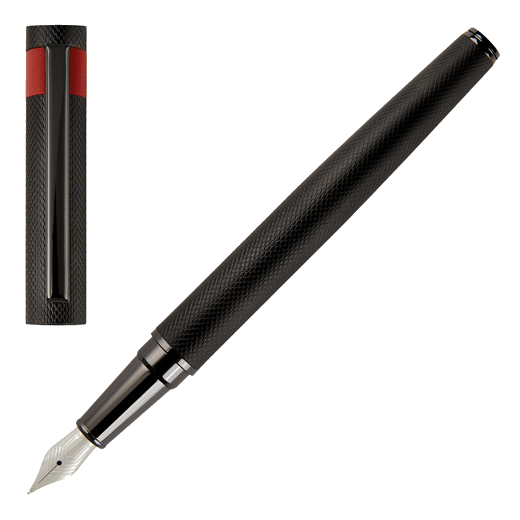 Loop Diamond Fountain Pen Black and Red by Hugo Boss with black and red exterior.
