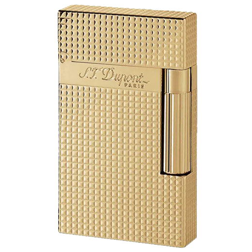 S.T. Dupont Ligne 2 Lighter, Yellow Gold Diamond Head Pattern.