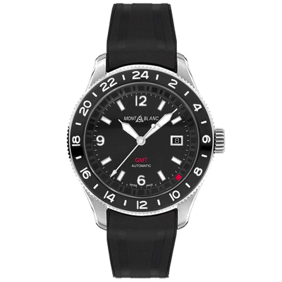 montblanc 1858 gmt black rubber watch