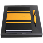 hugo boss yellow gear matrix ballpoint a5 notebook set