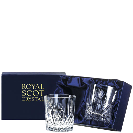 royal scot crystal scottish thistle 2 24cl whisky tumblers packaging