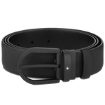montblanc black rubberised horseshoe pin buckle belt
