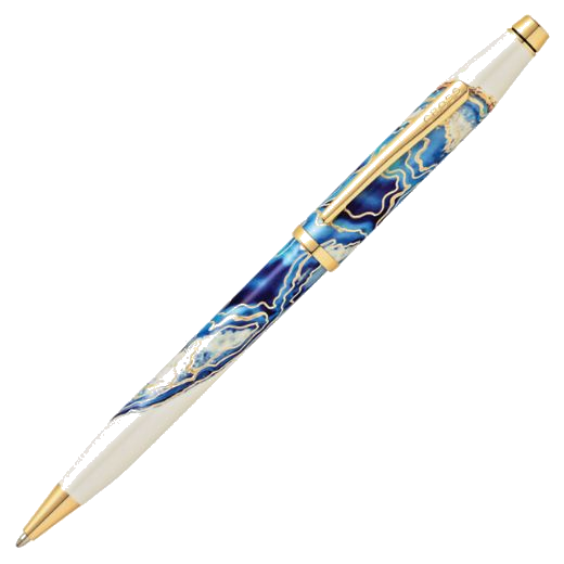 This Wanderlust Malta Ballpoint Pen by Cross has saturated shades of blue with a stunning gold finish to complete the design.