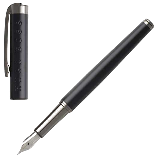 This black fountain pen has been created by Hugo Boss and features a matt lacquer finish.