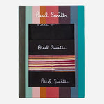 The striped box for the 3-Pack Black & Orange Striped Boxer Shorts.
