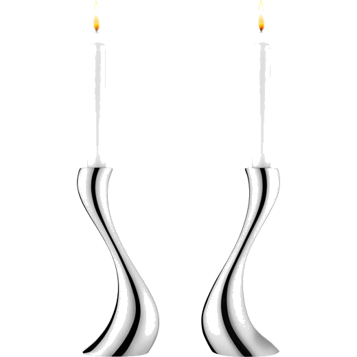 Stainless steel cobra candle holders by Georg Jensen in medium size.