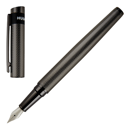 Hugo Boss Gunmetal Loop Diamond Fountain Pen