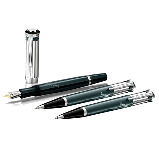 Montblanc's Writers Edition Meisterstück Charles Dickens FP, BP & MP Set is made out od precious resin and sterling silver trims.