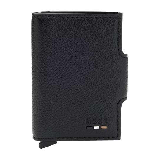 This BOSS wallet is made from a faux black leather and comes with the brand name on the front.