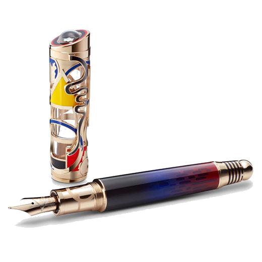 This Montblanc Master of Art, Homage to Kandinsky Limited Edition 77 Fountain Pen has a cap made out of gold-plating and precious lacquer.