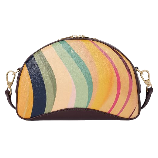 This Paul Smith Women's 'Dusky Swirl' Leather Camera Bag has a two-way zip with gold trims that have a slightly muted finish.