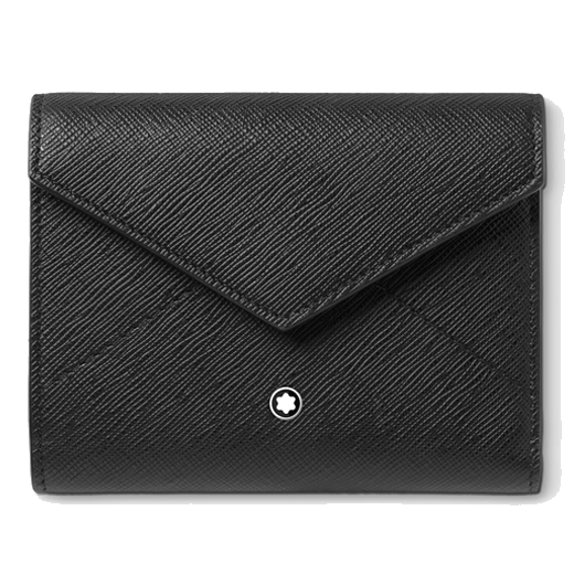 Montblanc's Sartorial Black Leather 6CC Wallet with Zip with snowcap emblem on front.
