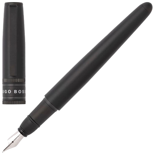This Illusion Gear Black Fountain Pen is designed by Hugo Boss.