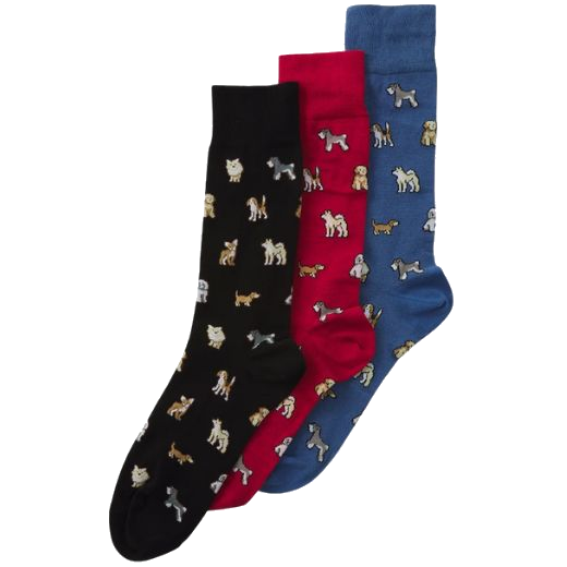 The 3-Pack Black-Red-Blue Kyoto Dog Socks by Paul Smith.