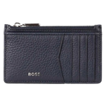 boss crosstown navy grained leather 10cc card case
