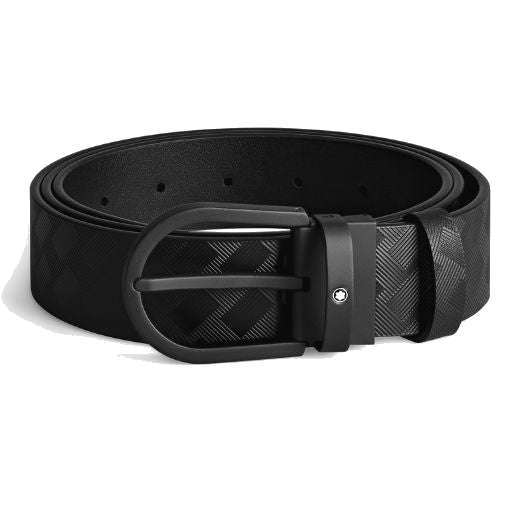 This Montblanc Horseshoe Pin Buckle Black Extreme 3.0 Leather Belt has a rubberised pin buckle in black to create a sleek look.