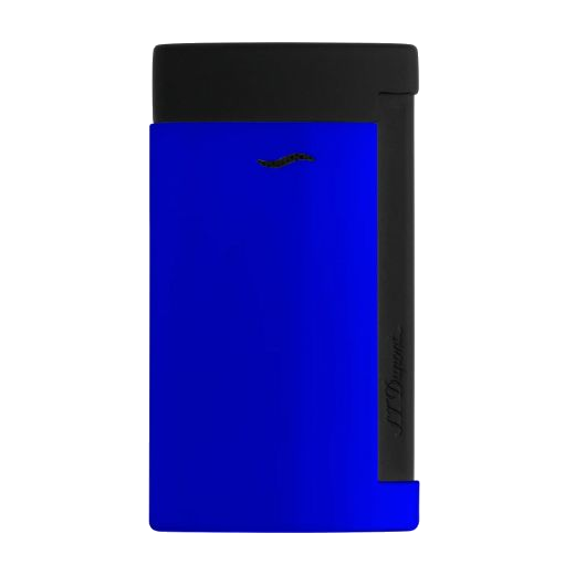 S.T. Dupont's Slim 7 Neon Blue Lighter has a matte black exterior with neon blue casing.