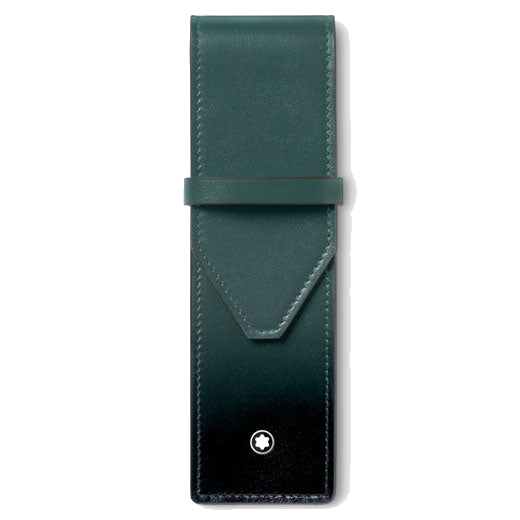 Montblanc's Meisterstück Sfumato British Green 2 Pen Pouch has been made from a deep-shine cowhide leather with a smooth finish.