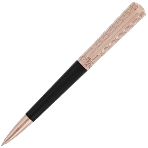 This Black & Pink Gold Liberté Ballpoint Pen is designed by S.T. Dupont Paris.