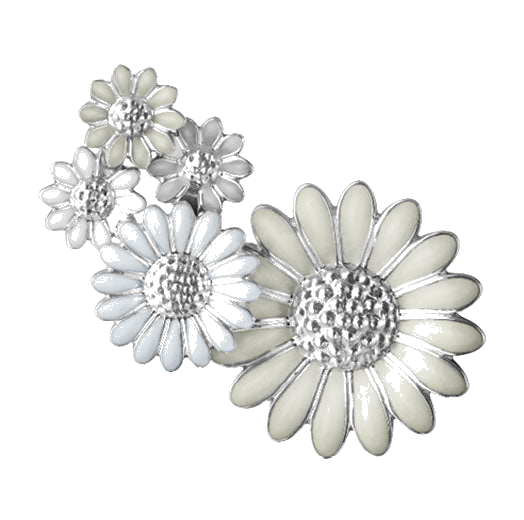 This White Enamel Single Daisy Medium Ear Cuff - Right Ear has been designed by Georg Jensen.