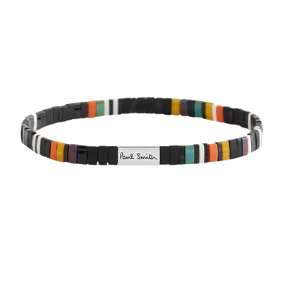 1 paul smith flat glass bead multicoloured stripe elastic bracelet m1a brac tflat 96 0