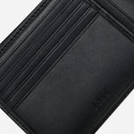 The embossed BOSS logo inside the BOSS Asolo Grained Black Leather Bifold Wallet with Embossed Logo.