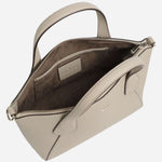 Inside the BOSS Lenah Beige Zip Tote Bag with Metal Logo.