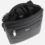 Inside the BOSS Lewys Black Envelope Bag with Metal Logo and Signature Three Stripes.