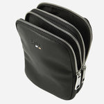 Inside the BOSS Ray Black Faux Leather Neck Clutch Bag N with Logo and Signature Three Stripes.