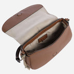 Inside the BOSS Salley Brown Saddle Bag with Metal Logo.
