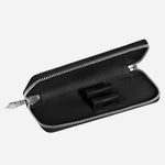 Inside the Sartorial Black Leather Two Pen Pouch with Zip.