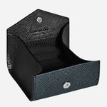 Inside the Sartorial Tweed Blue Leather Coin Case.